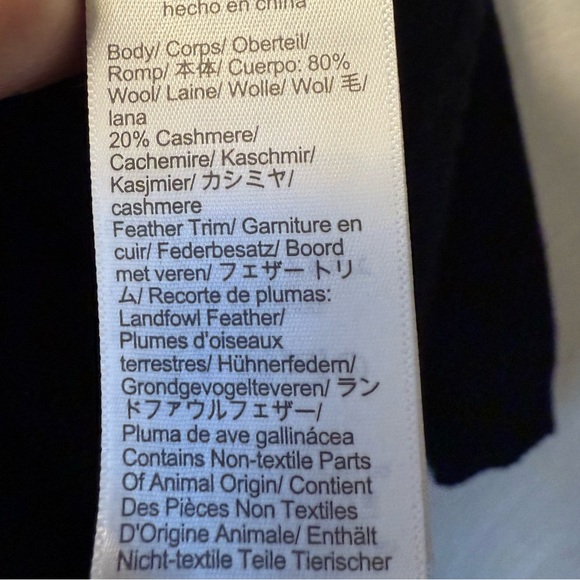 J.Crew Black Cashmere Wool Feather Trim Cropped Cardigan Sweater - Picture 5 of 5